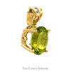 Oval Peridot Solitaire Pendant in 14k Yellow Gold - Thumbnail 2