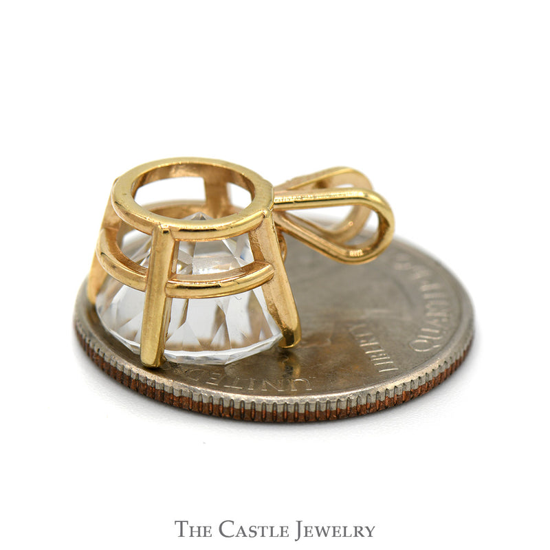 Round Cubic Zirconia Pendant with 6 pointed Star Design in 14k Yellow Gold