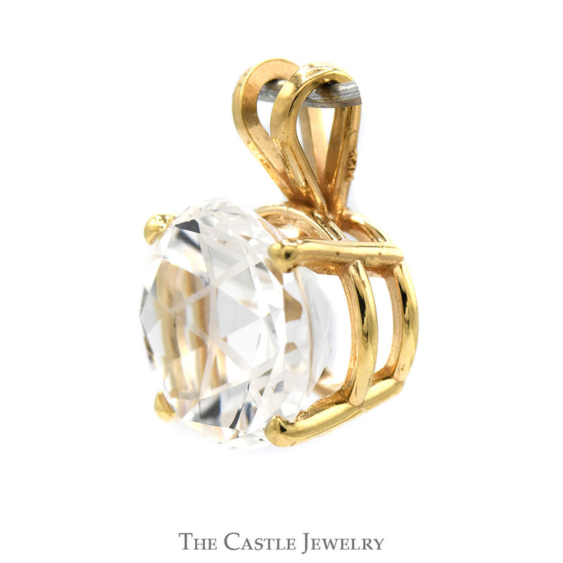 Round Cubic Zirconia Pendant with 6 pointed Star Design in 14k Yellow Gold