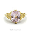 Oval Cut Morganite Ring in 14k Yellow Gold Floral Designed Vintage Setting - Thumbnail 1