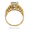 Emerald Cut Aquamarine Ring with Diamond Cluster Sides in 14k Yellow Gold - Thumbnail 2