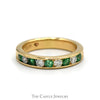 Alternating Round Diamond and Emerald Wedding Band in 14k Yellow Gold - Thumbnail 1