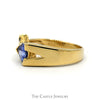 Trillion Cut Tanzanite Ring with Channel Set Diamond Accents in 14k Yellow Gold - Thumbnail 3
