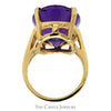 Large Oval Amethyst Solitaire Ring in Polished 10k Yellow Gold - Thumbnail 2