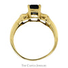 Emerald Cut Sapphire Ring with Channel Set Baguette & Round Diamond Accents in 14k Yellow Gold - Thumbnail 2