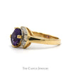 Oval Cut Amethyst Ring with Diamond Accented Swirled Design in 14k Yellow Gold - Thumbnail 3