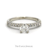 Round Diamond Engagement Ring with Diamond Accented Sides in 14k White Gold - Thumbnail 1