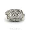 1/2cttw Antique Style 3 Stone Diamond Ring with Diamond Accented Bypass Design in 14k White & Yellow Gold - Thumbnail 1