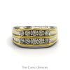 1cttw Double Row Round Nick Set Diamond Men's Ring in 10k White & Yellow Gold - Thumbnail 1