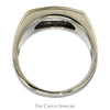 1cttw Double Row Round Nick Set Diamond Men's Ring in 10k White & Yellow Gold - Thumbnail 2