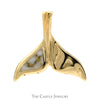 Whale tail Pendant with White Quartz & Gold Flake Inlay in 14k Yellow Gold - Thumbnail 1