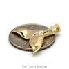 Whale tail Pendant with White Quartz & Gold Flake Inlay in 14k Yellow Gold - Thumbnail 3
