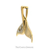 Whale tail Pendant with White Quartz & Gold Flake Inlay in 14k Yellow Gold - Thumbnail 2