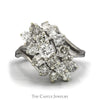 2.5cttw Diamond Waterfall Cluster Ring in 14k White Gold Split Shank Setting - Thumbnail 1
