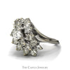 2.5cttw Diamond Waterfall Cluster Ring in 14k White Gold Split Shank Setting - Thumbnail 3