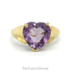 Heart Shaped Amethyst Solitaire Ring in 10k Yellow Gold Tapered Setting - Thumbnail 1