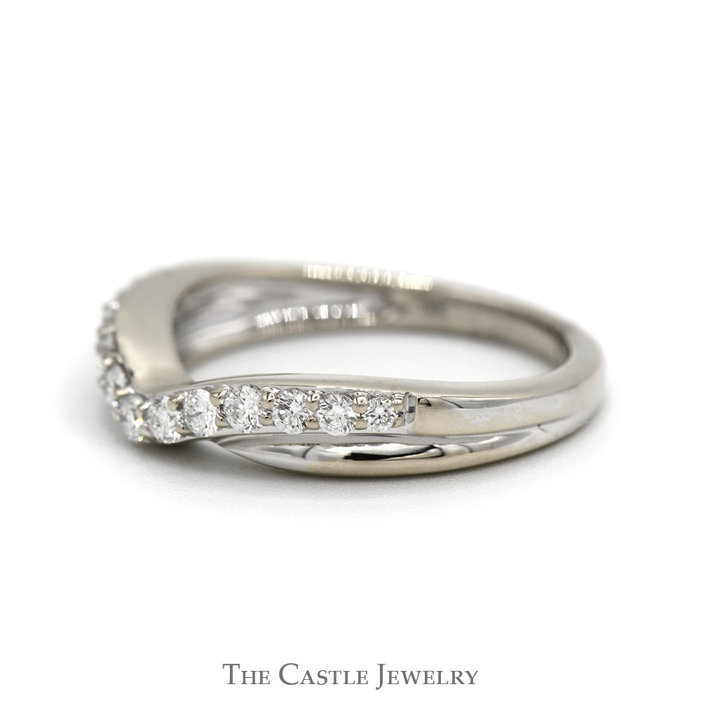 Curved Diamond Wedding Band in 18k White Gold