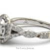 1cttw Oval Shaped Diamond Cluster Engagement Ring with Diamond Halo and Accented Twisted Sides in 14k White Gold - Thumbnail 4