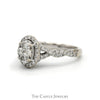 1cttw Oval Shaped Diamond Cluster Engagement Ring with Diamond Halo and Accented Twisted Sides in 14k White Gold - Thumbnail 3