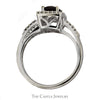 Elongated Cushion Cut Garnet Ring with Diamond Halo and Diamond Accented Sides in 14k White Gold - Thumbnail 2
