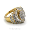 Marquise Shaped 1.33cttw Round & Baguette Diamond Cluster Ring in 10k Yellow Gold - Thumbnail 3