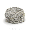 1.75cttw Baguette and Round Diamond Wide Cluster Ring in 10k White Gold - Thumbnail 1