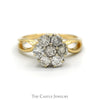 Round 7 Diamond Cluster Ring with Open Sides in 14k Yellow Gold - Thumbnail 1