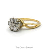 Round 7 Diamond Cluster Ring with Open Sides in 14k Yellow Gold - Thumbnail 3