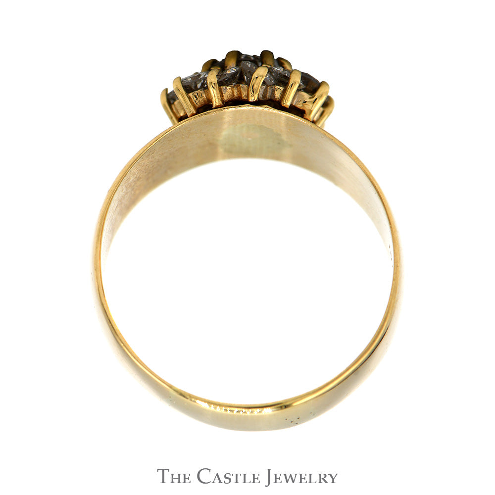 1cttw Round Flower Diamond Cluster Ring in 14k Yellow Gold