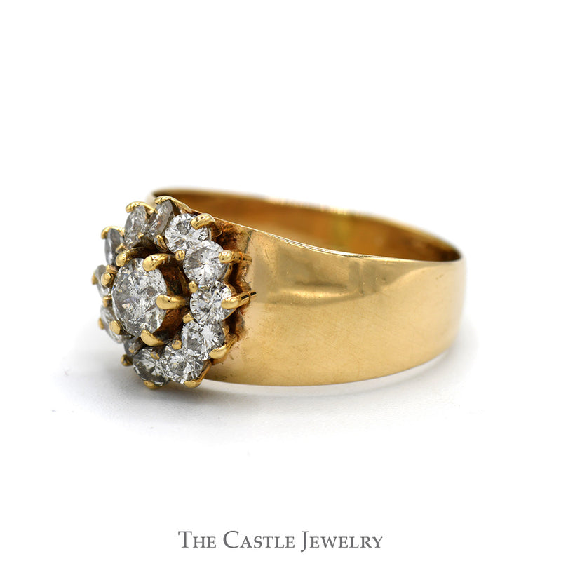 1cttw Round Flower Diamond Cluster Ring in 14k Yellow Gold