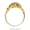 Round 7 Diamond Cluster Ring with Open Nugget Designed Sides in 14k Yellow Gold - Thumbnail 2