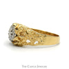 Round 7 Diamond Cluster Ring with Open Nugget Designed Sides in 14k Yellow Gold - Thumbnail 3