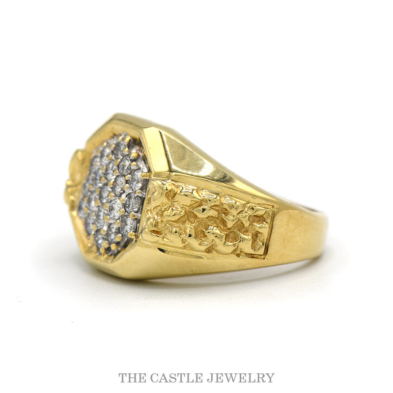 Side profile of the 10k yellow gold diamond nugget ring