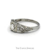 Antique Style Round Diamond Ring with Diamond Accents in 18k White Gold - Thumbnail 3
