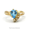 Pear Cut Blue Topaz Ring with Diamond Accents in 14k Yellow Gold - Thumbnail 1