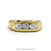 1cttw Triple Round Diamond Men's Band in 10k Yellow Gold - Thumbnail 1