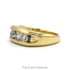 1cttw Triple Round Diamond Men's Band in 10k Yellow Gold - Thumbnail 3