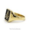 Black Enamel Masonic Square & Compass Signet Ring in 10k Yellow Gold - Thumbnail 3