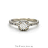 Round Diamond Engagement Ring with Diamond Halo and Diamond Accented Sides in 14k White Gold - Thumbnail 1