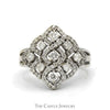 1cttw Diamond Cluster Shield Ring in 10k White Gold - Thumbnail 1