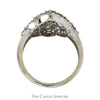 1cttw Diamond Cluster Shield Ring in 10k White Gold - Thumbnail 2