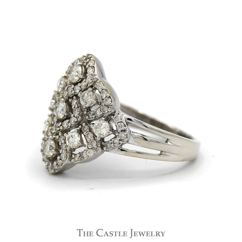 1cttw Diamond Cluster Shield Ring in 10k White Gold