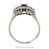 Oval Cut Tanzanite Ring with Diamond Cluster Accented Sides in 14k White Gold - Thumbnail 2