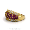 Ruby and White Sapphire Cluster Dome Ring in 14k Yellow Gold - Thumbnail 3