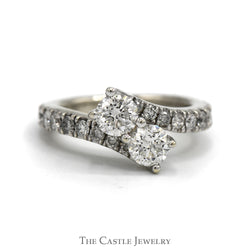 2cttw Ever Us Double Diamond Bypass Ring in 14k White Gold