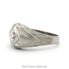 Diamond Accented Men's Dome Ring in 10k White Gold - Thumbnail 3