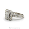 1.33cttw Invisi-set Princess Cut Diamond Cluster Engagement Ring with Diamond Halo and Accented Sides in 10k White Gold - Thumbnail 3