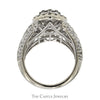 2cttw Pear Shaped Diamond Cluster Ring with Diamond Halo and Accented Sides in 10k White Gold - Thumbnail 2