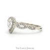 Pear Cut Diamond Engagement Ring with Diamond Halo and Accented Twisted Sides in 14k White Gold - Thumbnail 3