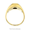 Square Shaped Sapphire Men's Ring with Illusion Set Diamond Accents in 10k Yellow Gold - Thumbnail 2